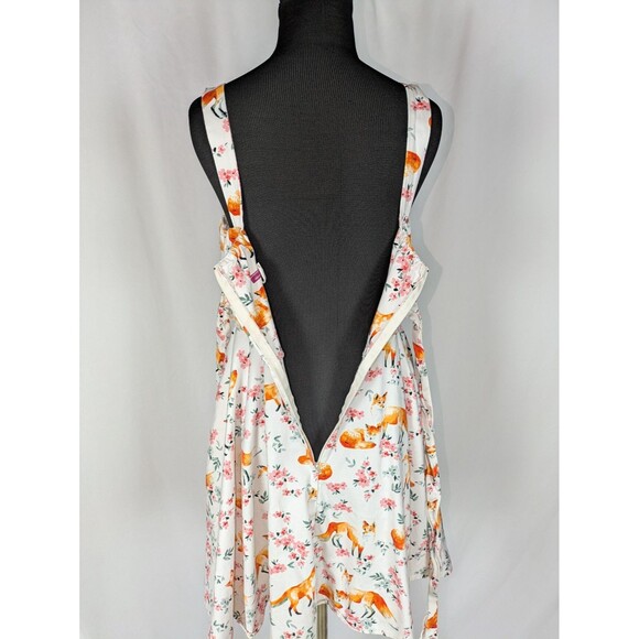 Ixia Dress L Women's White Fox Print Sweetheart Neck Sleeveless Fit & Flare - Picture 5 of 6